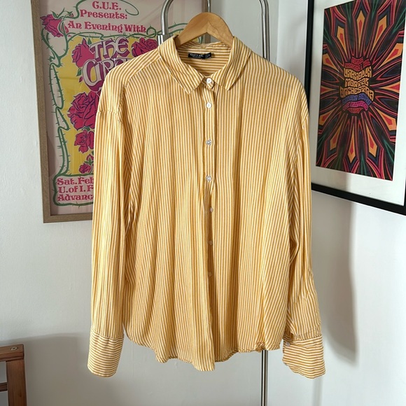 Nasty Gal Tops - Orange and White Striped Button Down
